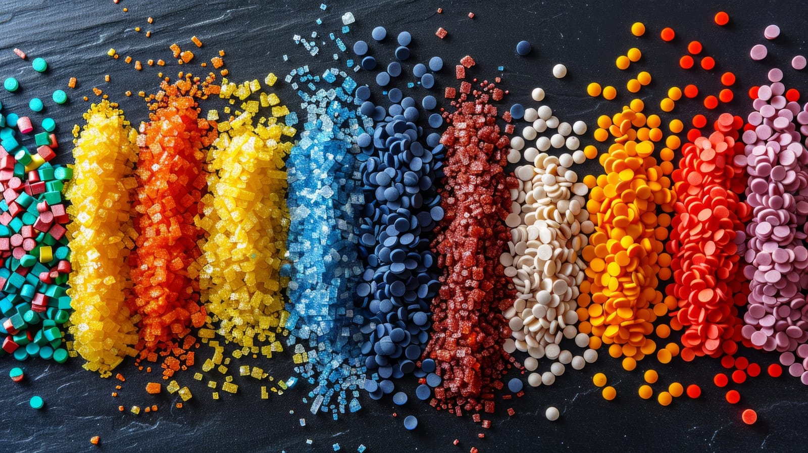 Grânulos de resina plástica reciclada coloridos